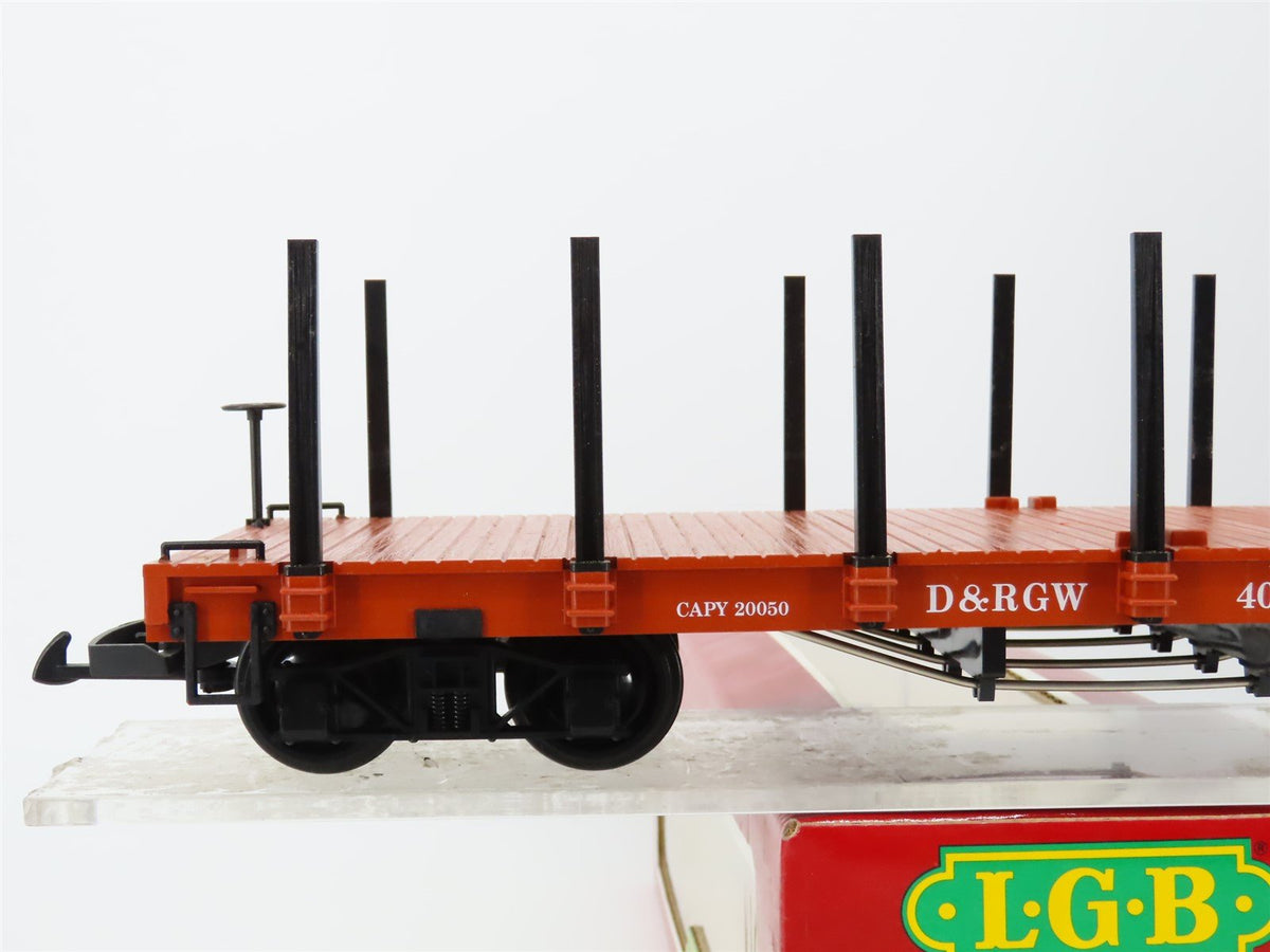 G Scale LGB 4060 D&amp;RGW Rio Grande Flat Car w/ Stakes