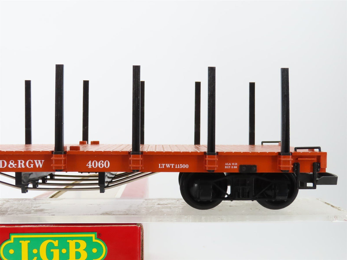 G Scale LGB 4060 D&amp;RGW Rio Grande Flat Car w/ Stakes