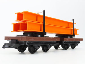 G Scale LGB 4050 Flat Cars w/ Orange I-Beam Load