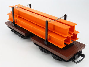 G Scale LGB 4050 Flat Cars w/ Orange I-Beam Load