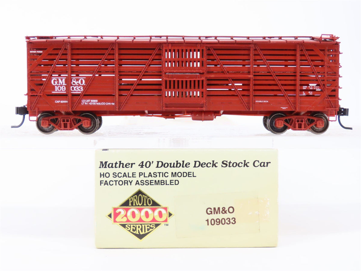 HO Scale Proto 2000 GM&amp;O Gulf Mobile &amp; Ohio 40&#39; Double-Deck Stock Car #109033