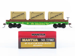 HO Scale Mantua Classics 727002 RDG Reading 40' Flat Car #9316 w/ Crates Load