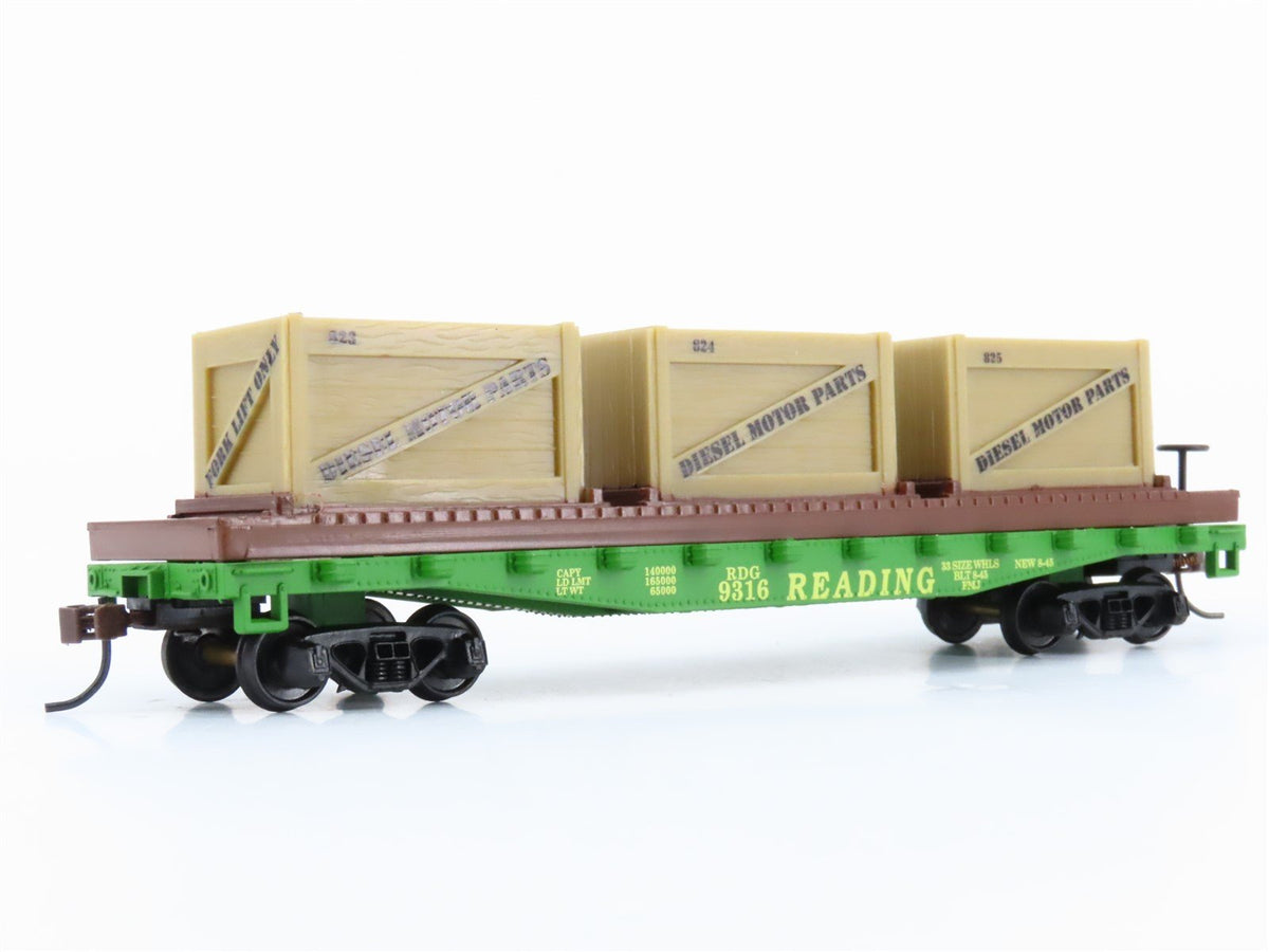 HO Scale Mantua Classics 727002 RDG Reading 40&#39; Flat Car #9316 w/ Crates Load