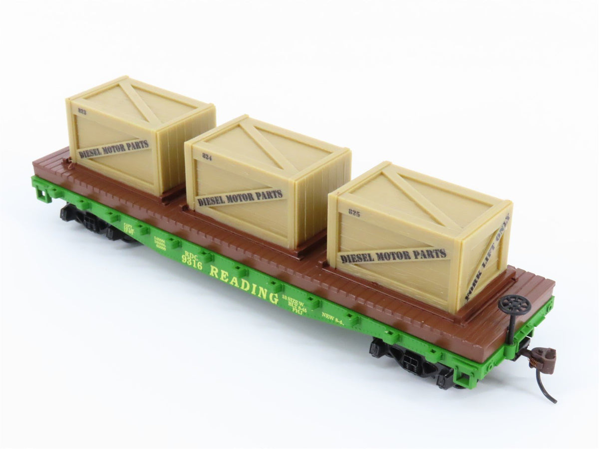 HO Scale Mantua Classics 727002 RDG Reading 40&#39; Flat Car #9316 w/ Crates Load