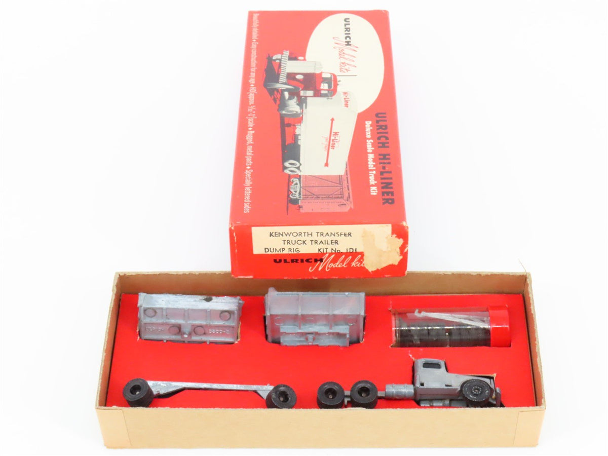 HO Scale Ulrich Kit #1D1 Undecorated Kenworth Transfer Truck Trailer Dump Rig