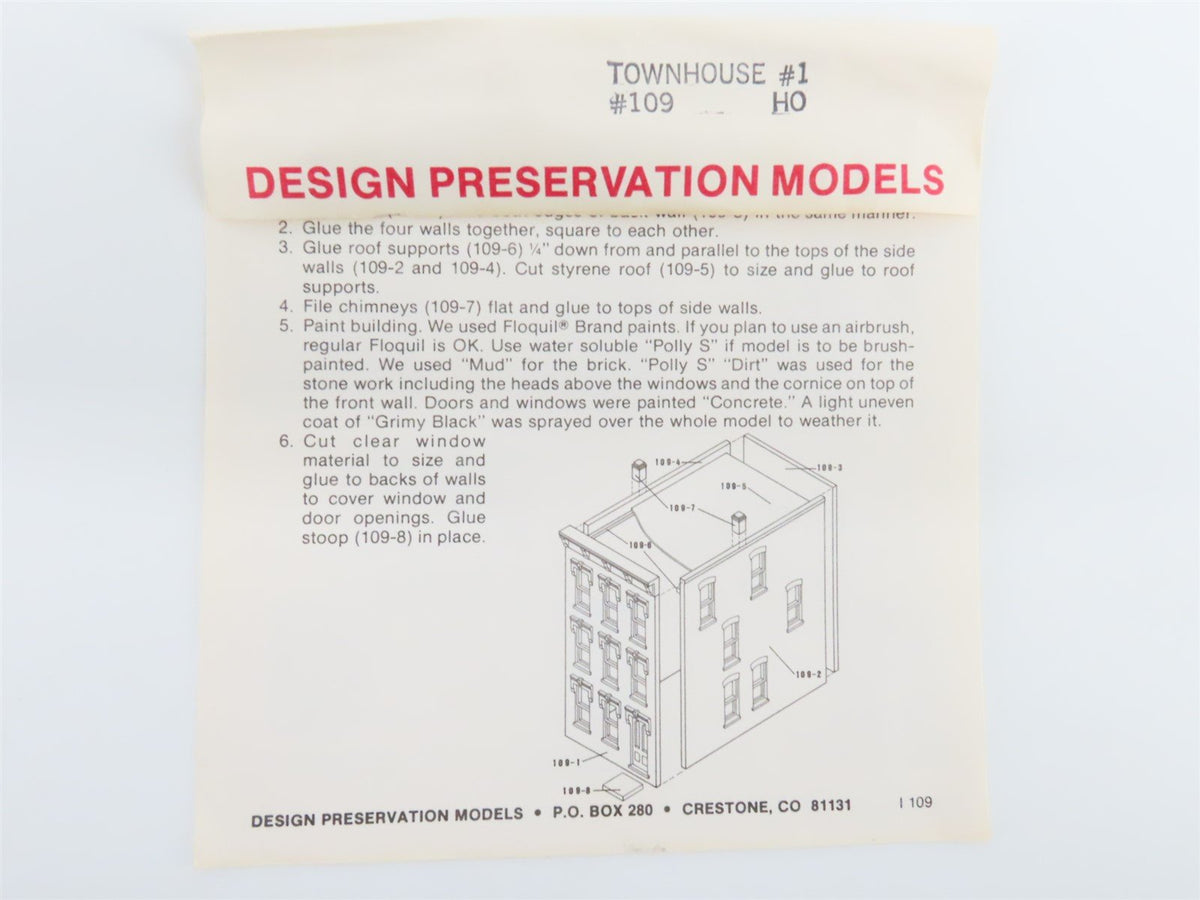 HO 1/87 Scale DPM Design Preservation Models Kit #109 Townhouse #1