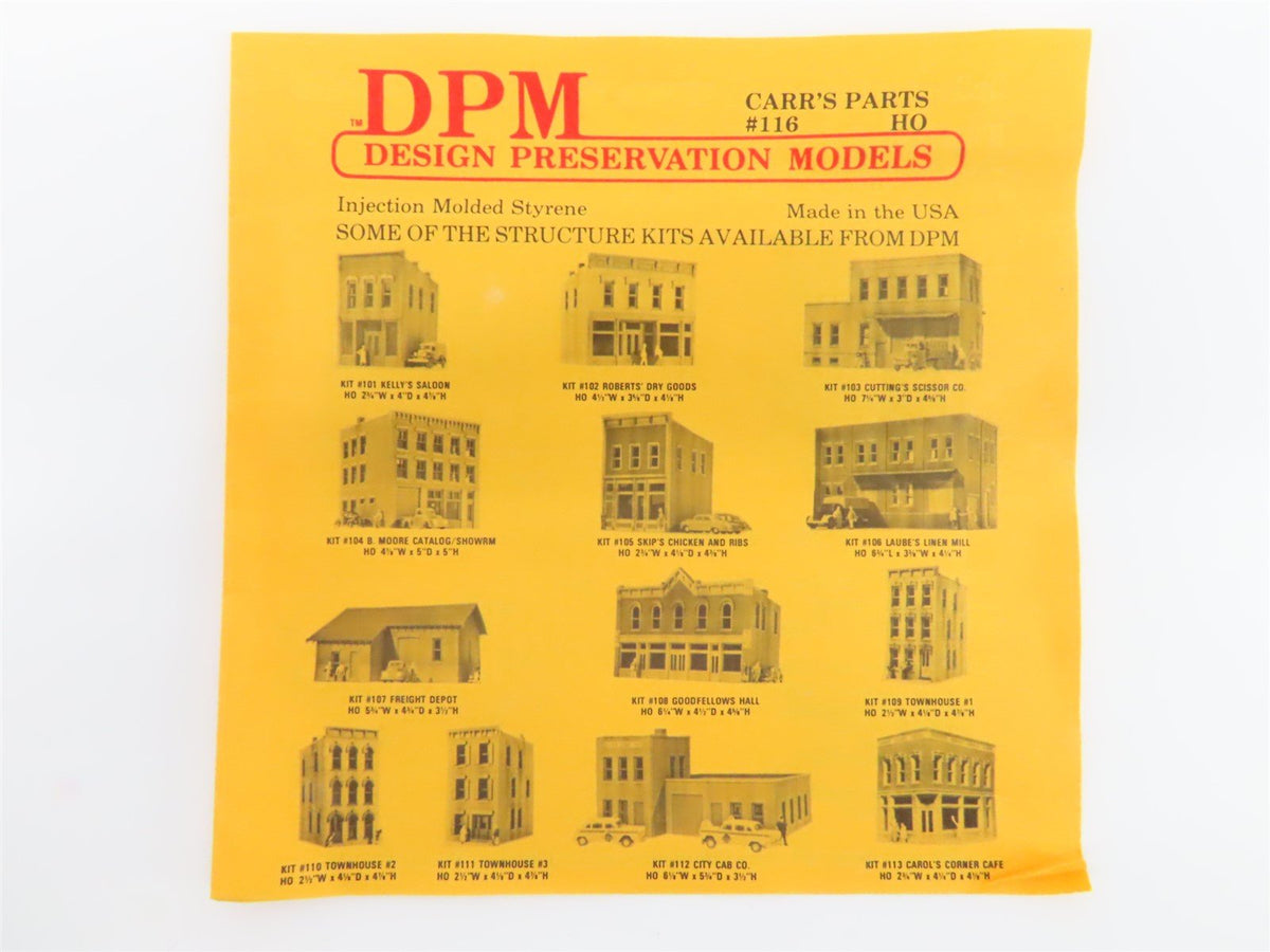 HO Scale DPM Design Preservation Models Kit #116 Carr&#39;s Parts