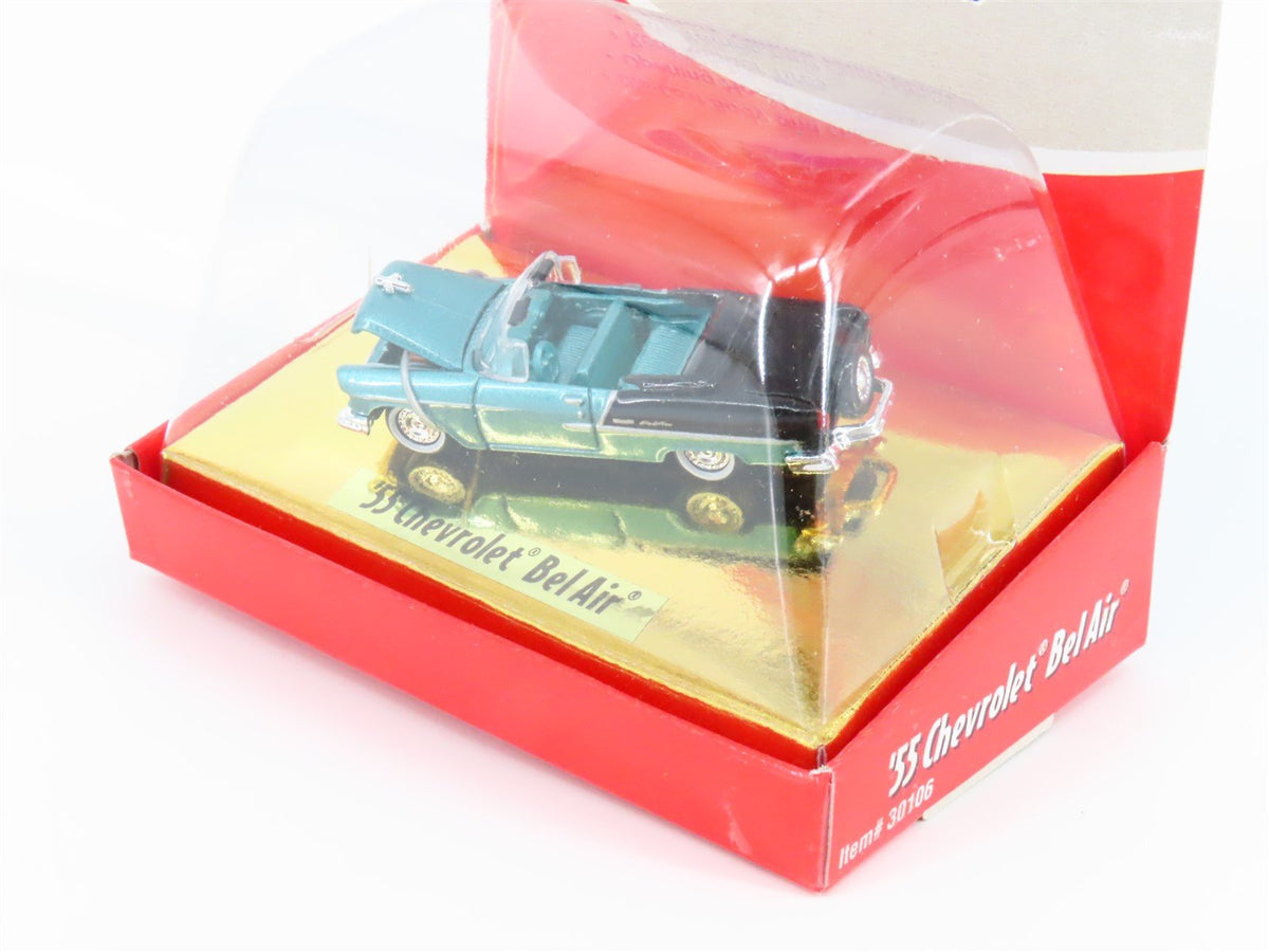 HO CMW Mini Metals #30106 &#39;55 Chevrolet Bel Air Automobile - Turquoise/Black