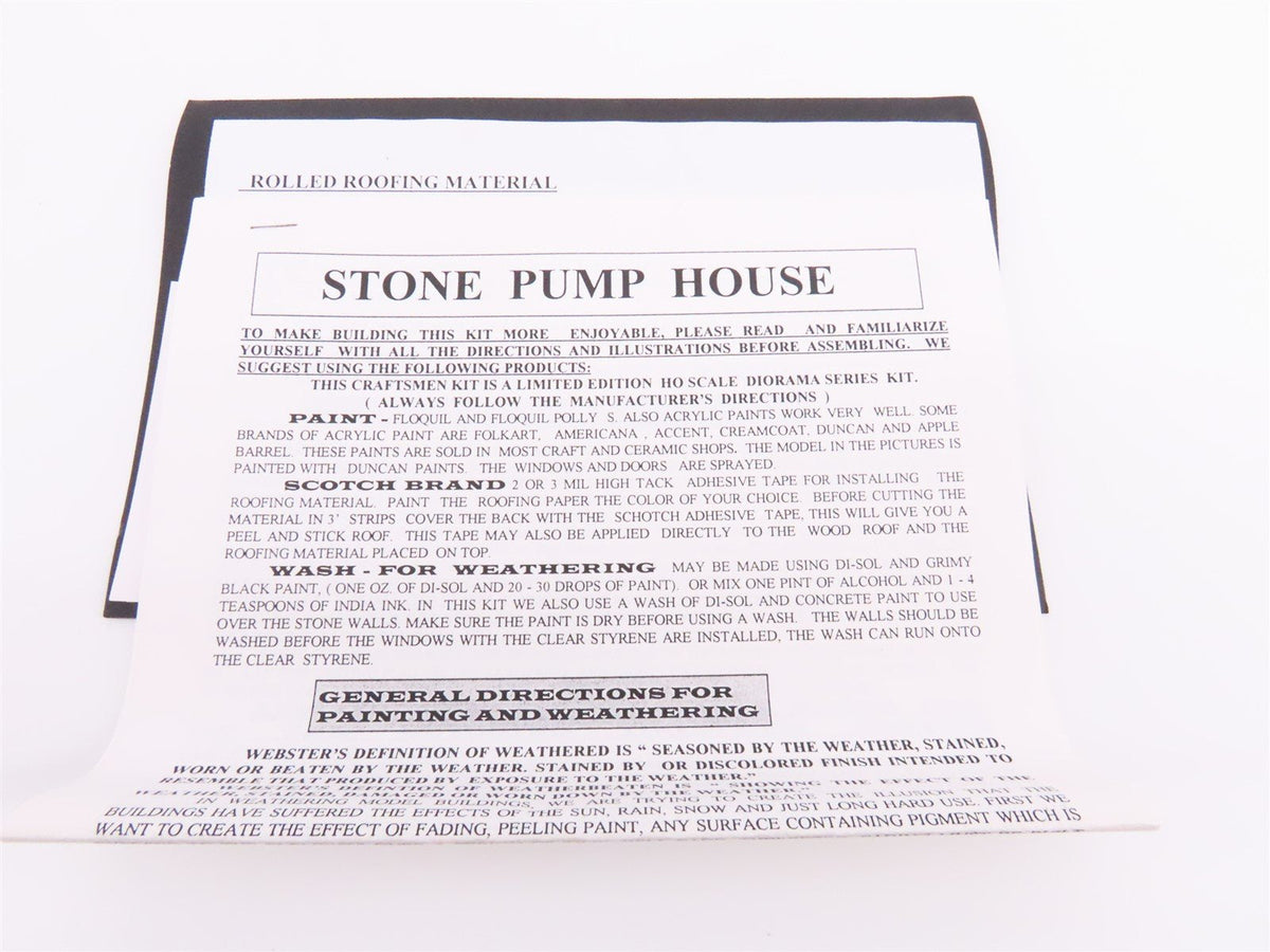 HO Scale Micro-Scale Models Limited Edition Kit #MSM 2000-3 Stone Pump House