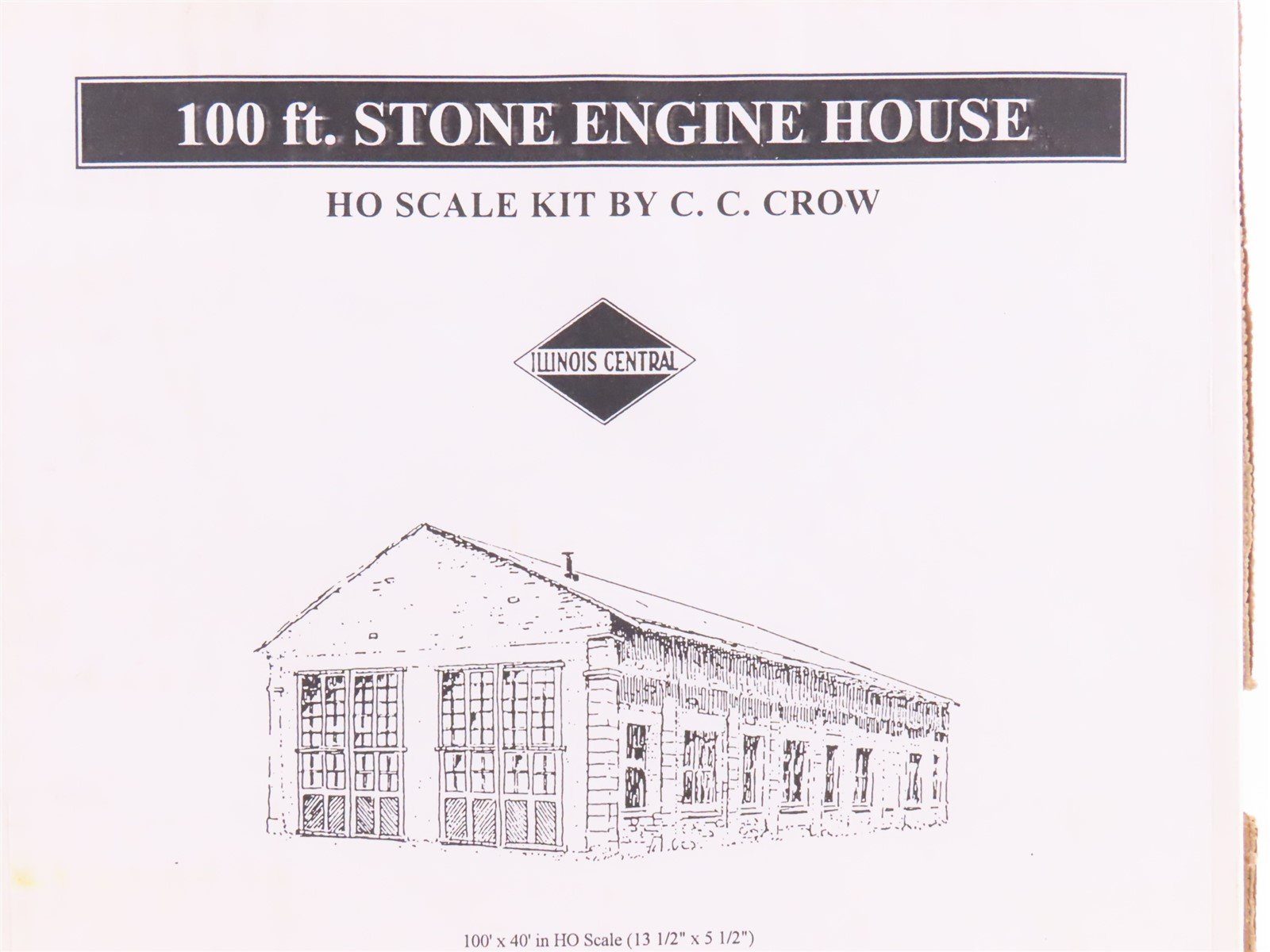 HO Scale C.C. Crow Kit IC Illinois Central 2-Stall 100 ft. Stone Engine House