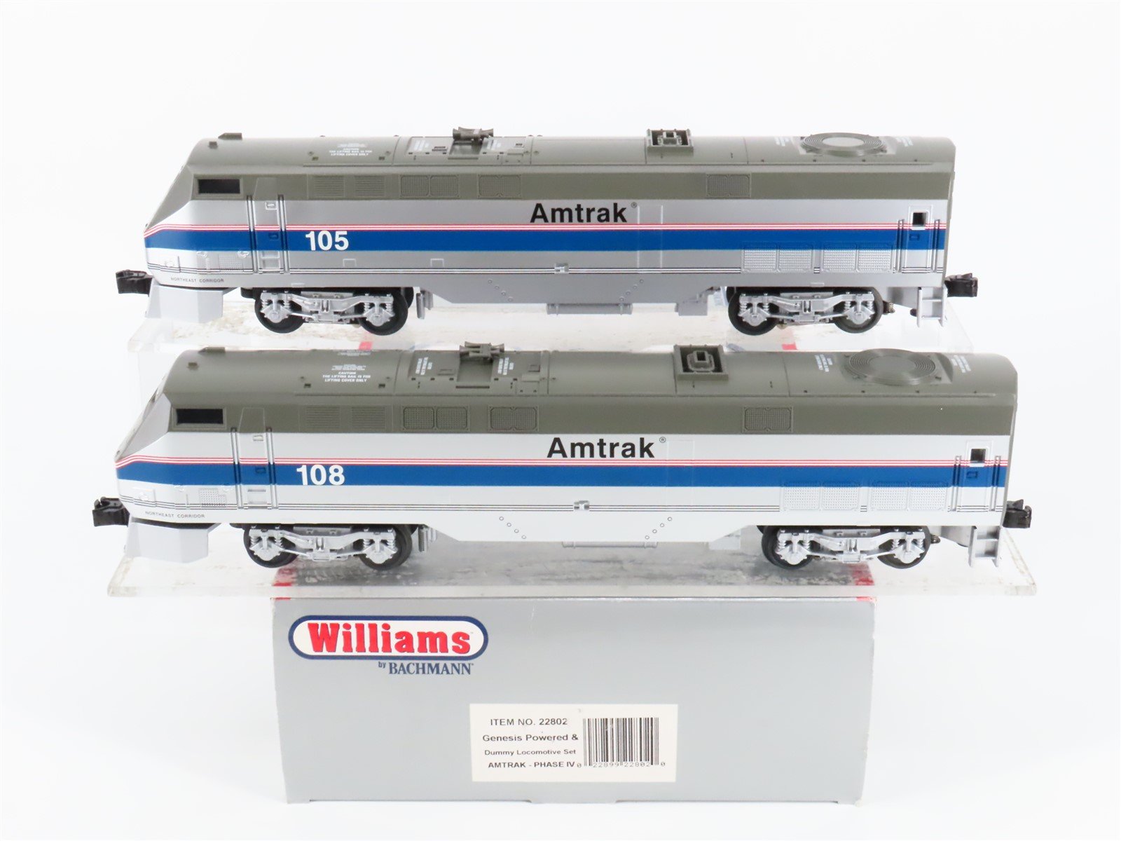 O Gauge 3-Rail Williams 22802 AMTK Amtrak NEC Phase IV Genesis 2-Unit Diesel Set