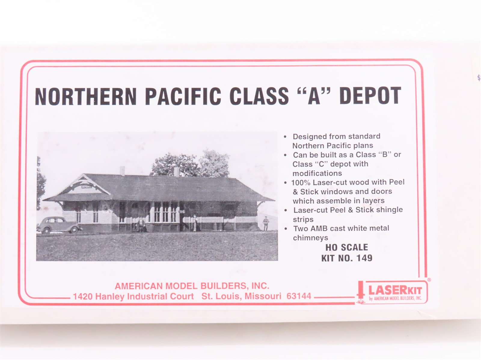 HO American Model Builders LaserKit #149 NP Northern Pacific Class "A" Depot