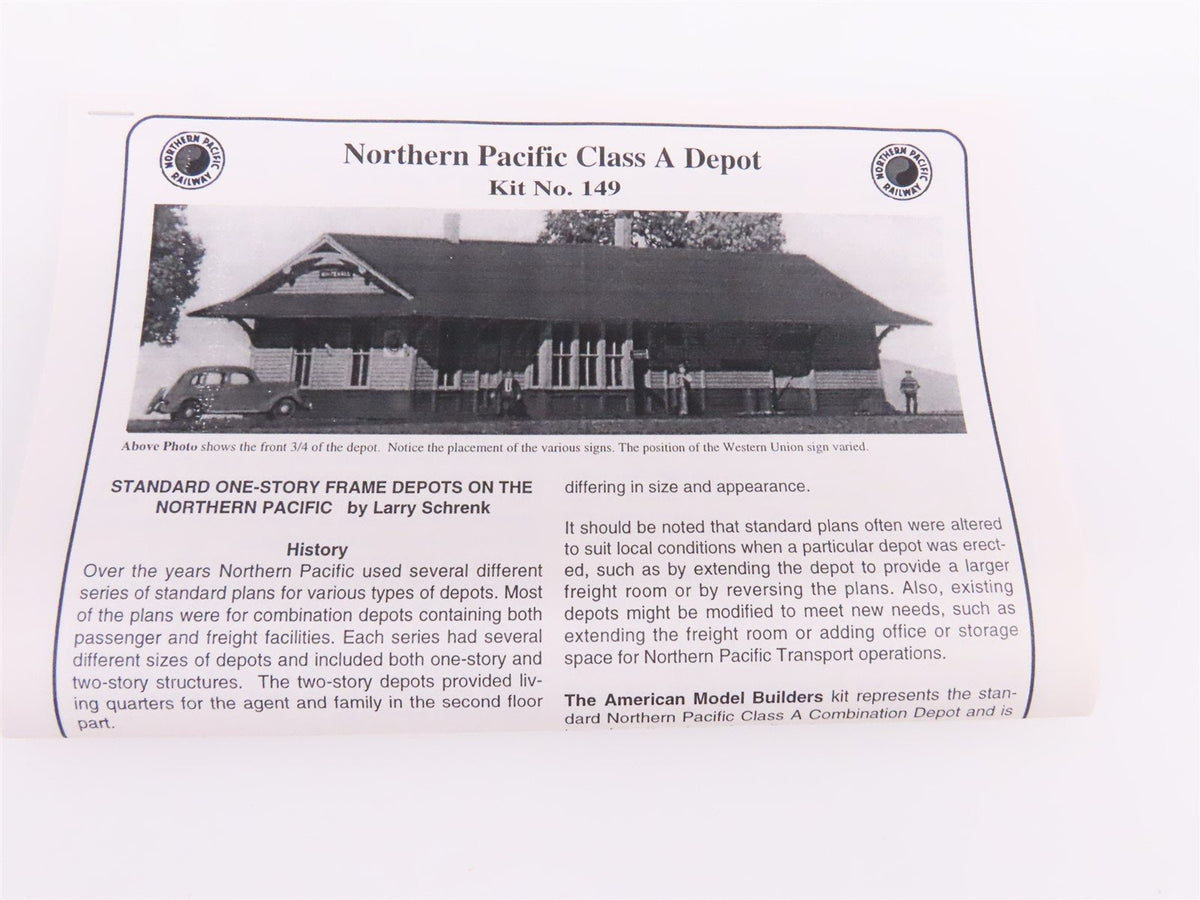 HO American Model Builders LaserKit #149 NP Northern Pacific Class &quot;A&quot; Depot