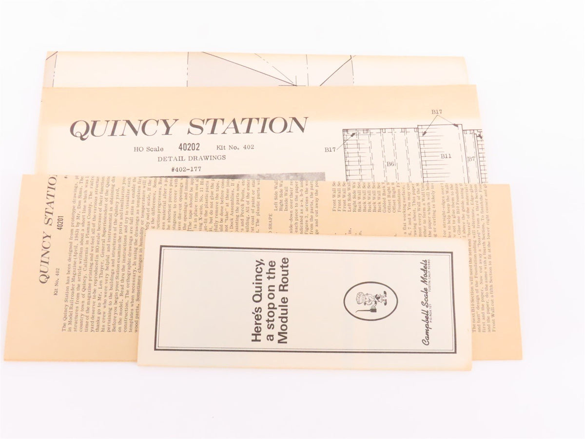 HO Scale Campbell Scale Models Kit #402-2495 Quincy Station