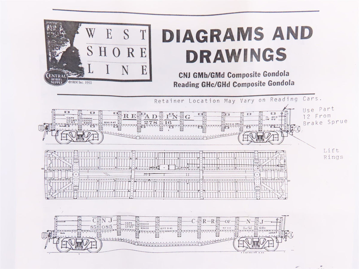 HO Scale West Shore Line/Central Hobby Supply LE Kit #WSL9325 CNJ/CRP Gondola