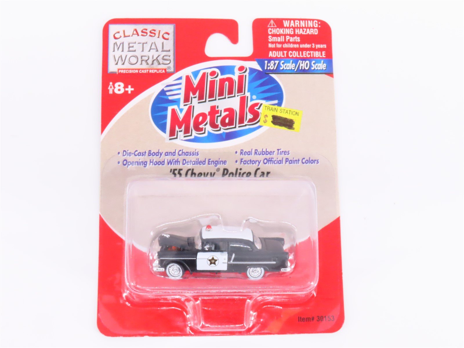 HO Scale CMW Mini Metals #30153 '55 Chevy Police Car - Black/White