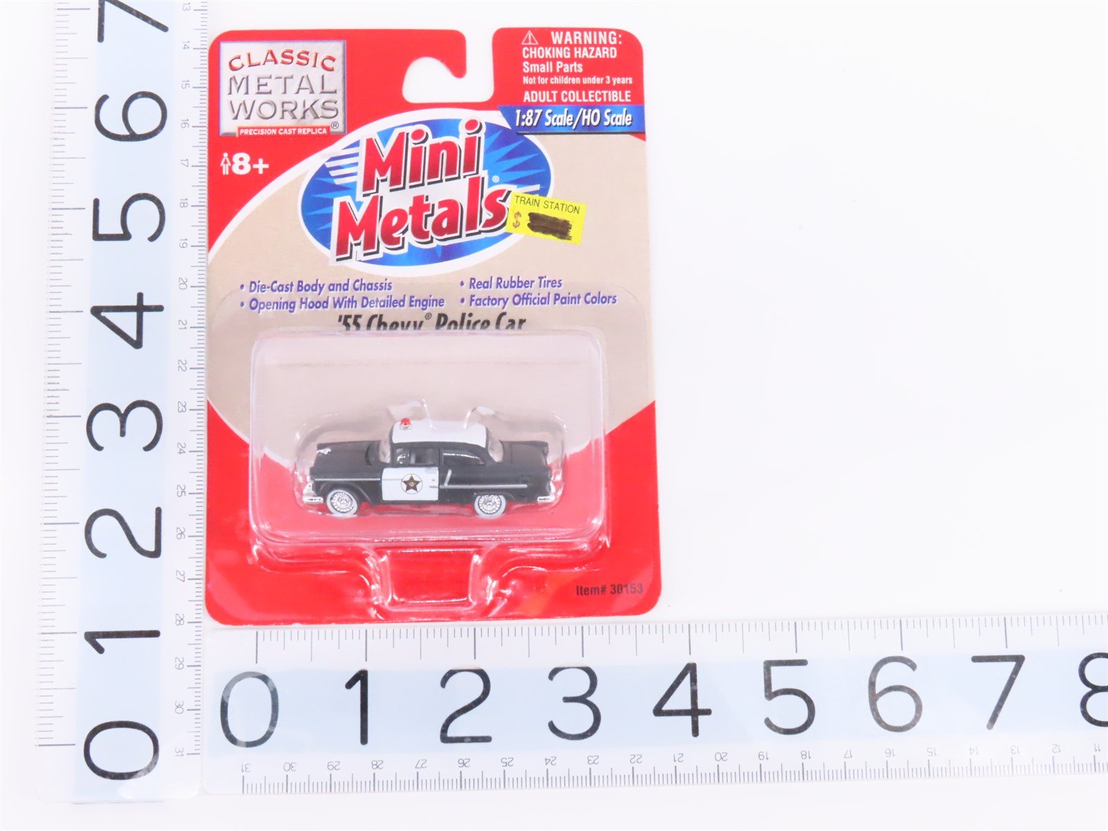 HO Scale CMW Mini Metals #30153 '55 Chevy Police Car - Black/White