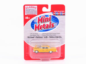 HO Scale CMW Mini Metals #30195 Die-Cast '59 Ford Fairlane 4-Dr. Yellow Cab Co.