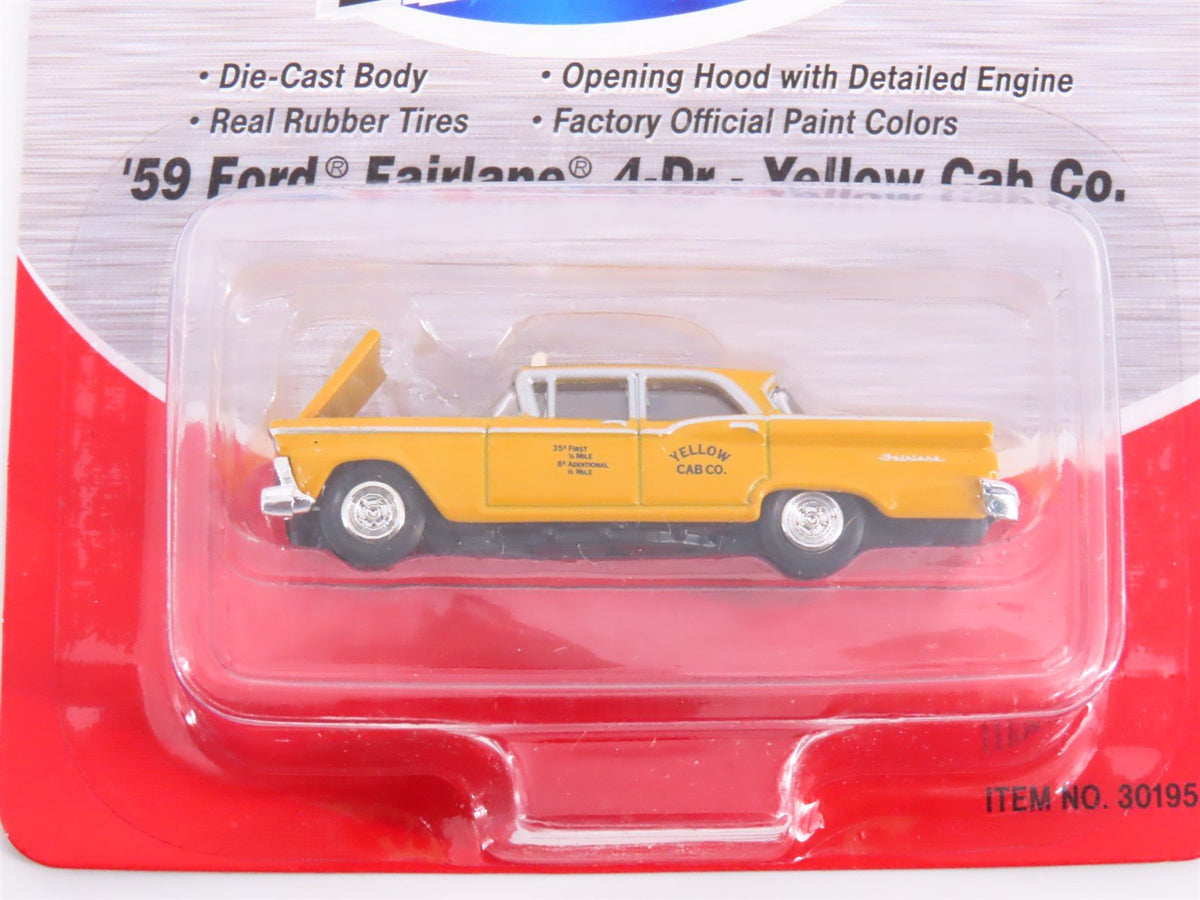 HO Scale CMW Mini Metals #30195 Die-Cast &#39;59 Ford Fairlane 4-Dr. Yellow Cab Co.