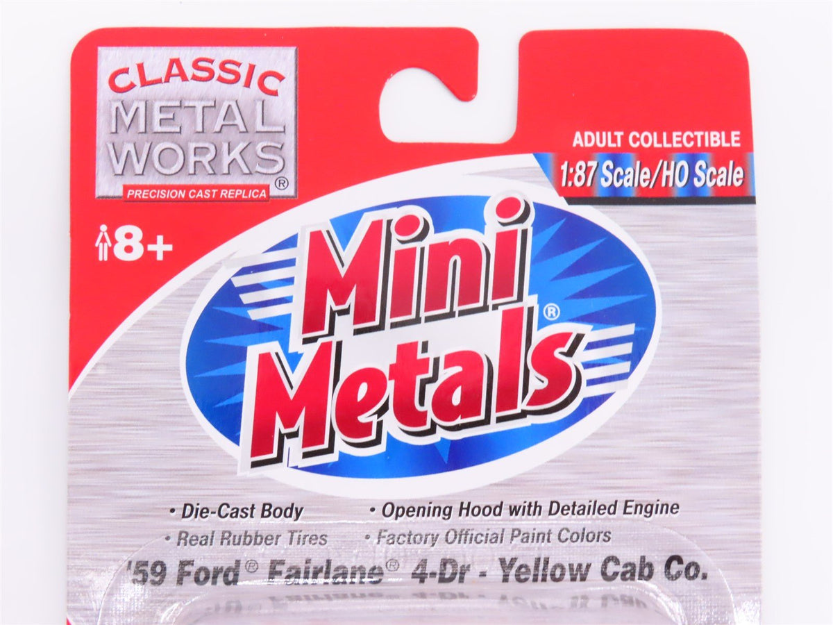 HO Scale CMW Mini Metals #30195 Die-Cast &#39;59 Ford Fairlane 4-Dr. Yellow Cab Co.
