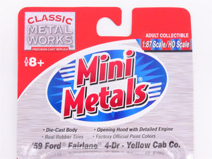 HO Scale CMW Mini Metals #30195 Die-Cast '59 Ford Fairlane 4-Dr. Yellow Cab Co.