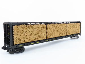 O Gauge 3-Rail MTH 20-98211 CSX Center I Beam Flat Car #1221 w/ Log Load