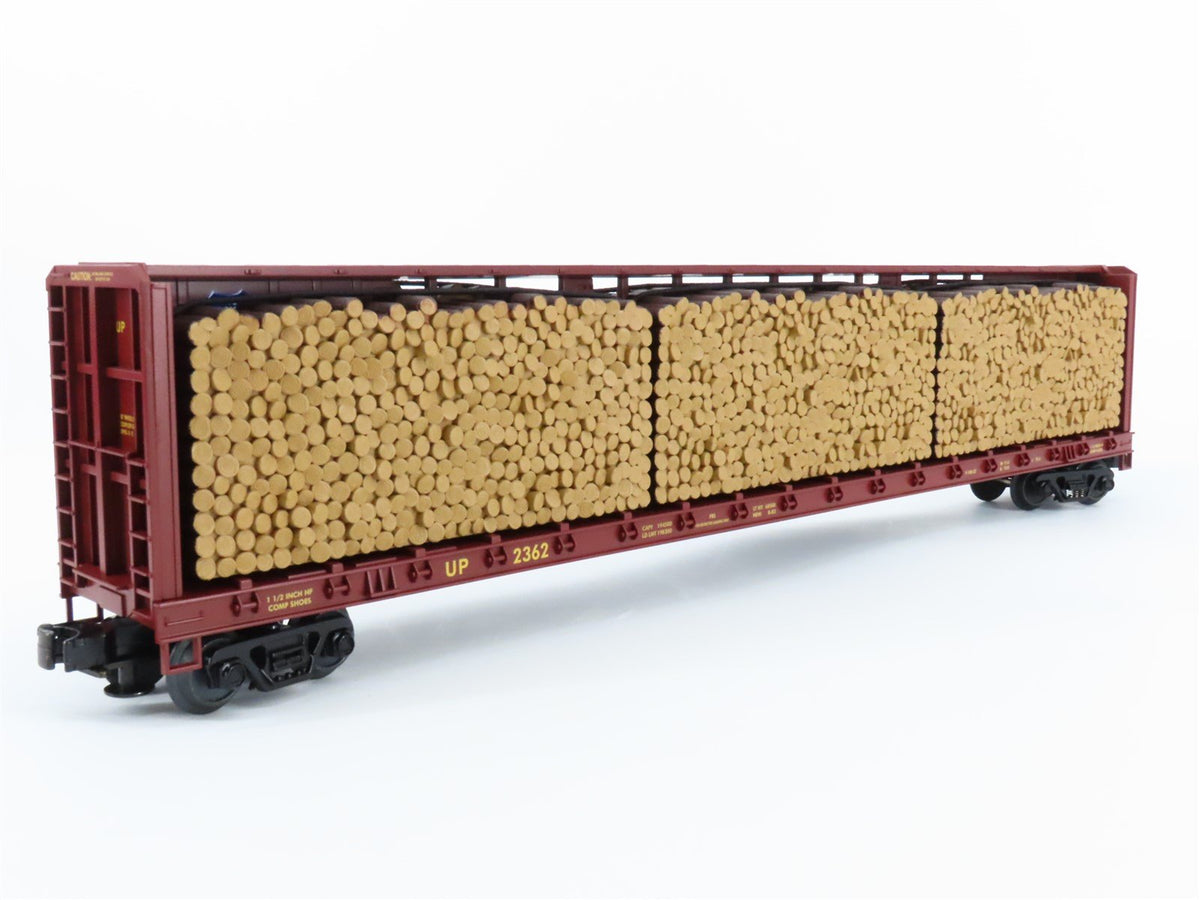 O Gauge 3-Rail MTH 20-98212 UP Center I Beam Flat Car #2362 w/ Log Load