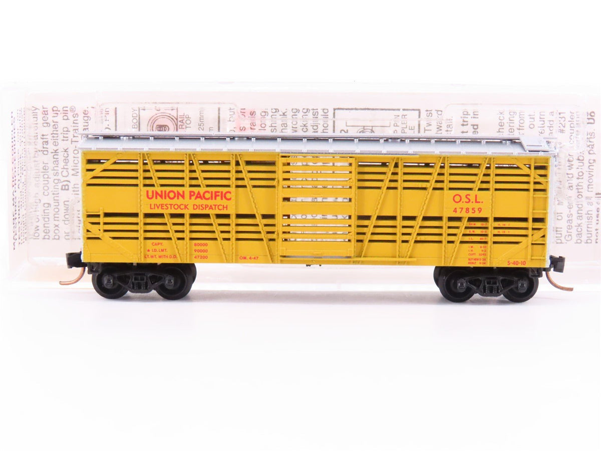 N Micro-Trains MTL 35010 OSL UP Union Pacific 40&#39; Despatch Stock Car #47859