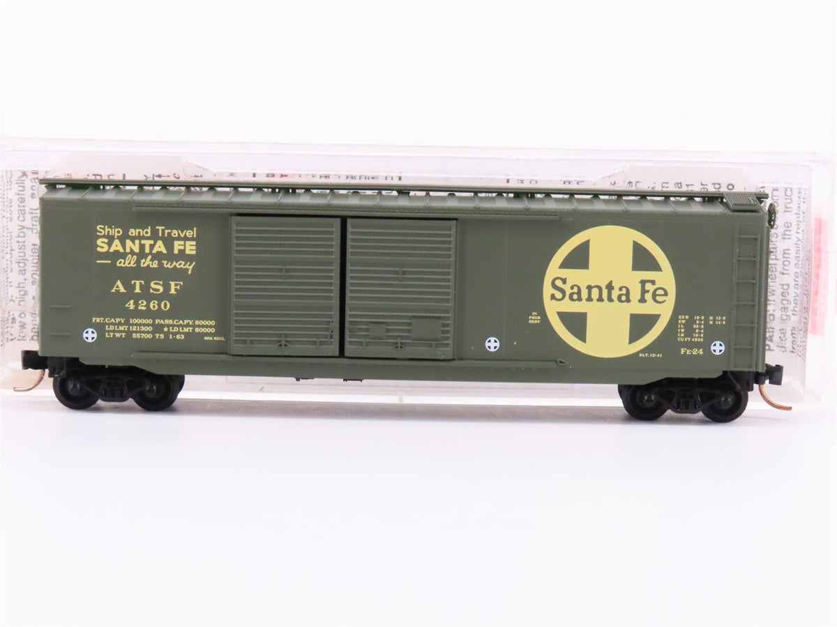 N Micro-Trains 34240 ATSF Santa Fe &quot;All the Way&quot; 50&#39; Double Door Box Car #4260