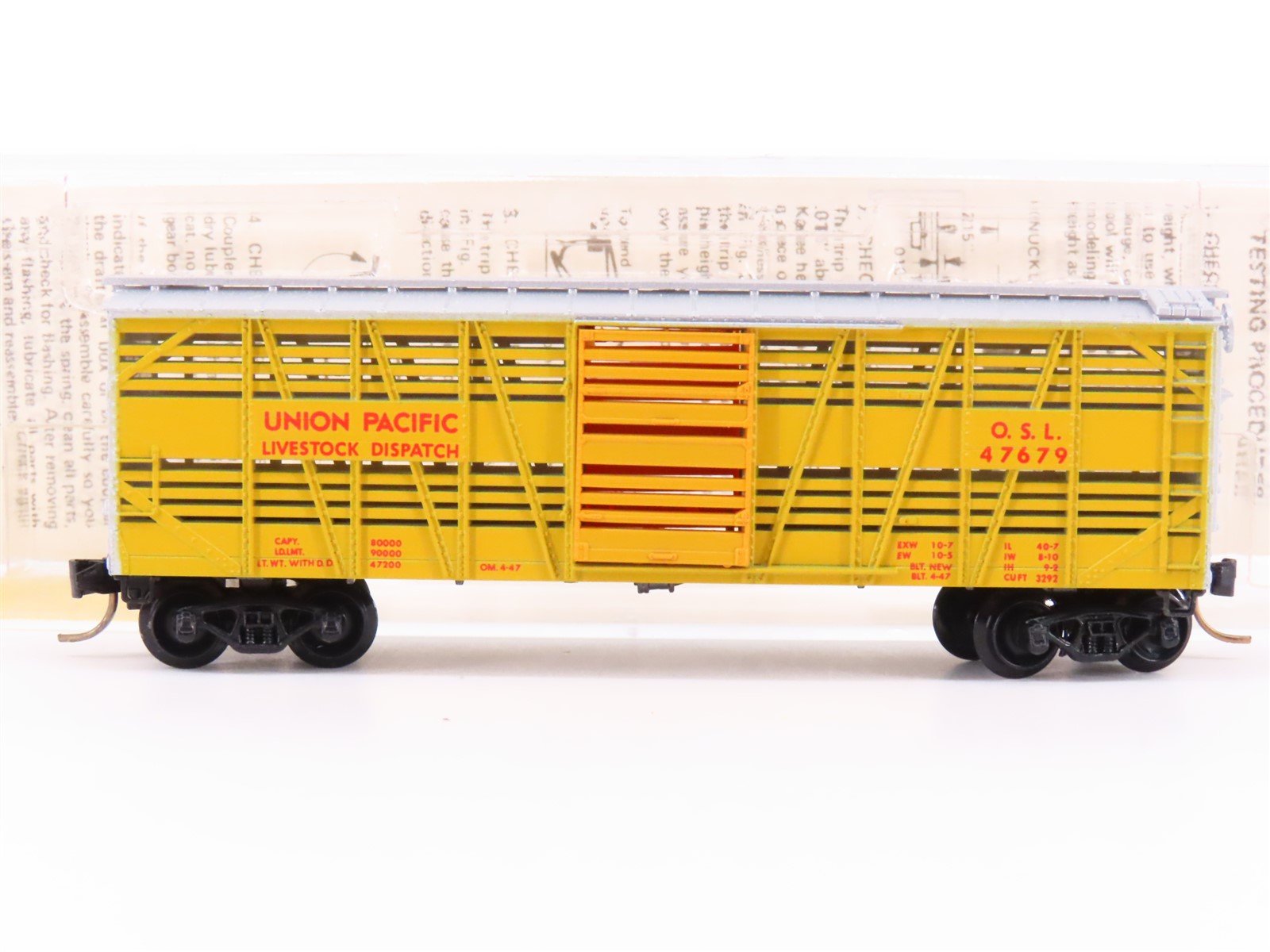 N Kadee Micro-Trains MTL 35010 OSL UP Union Pacific 40' Stock Car #47679