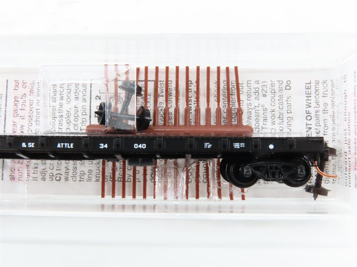 N Micro-Trains MTL 44080 SP&amp;S Spokane Portland &amp; Seattle 50&#39; Flat Car #34040