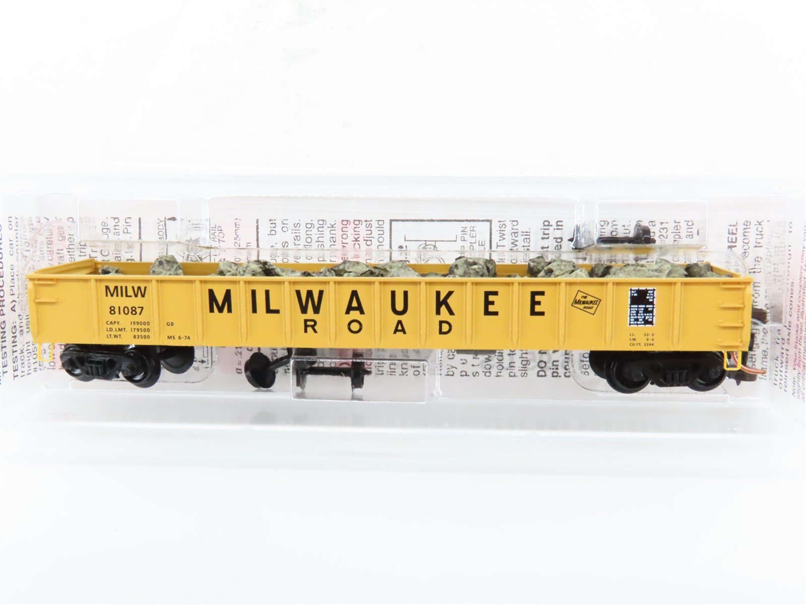 N Scale Micro-Trains MTL 48110.1 MILW Milwaukee Road 50' Gondola #81087 w/ Load