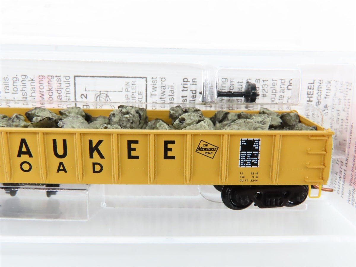 N Scale Micro-Trains MTL 48110.1 MILW Milwaukee Road 50&#39; Gondola #81087 w/ Load