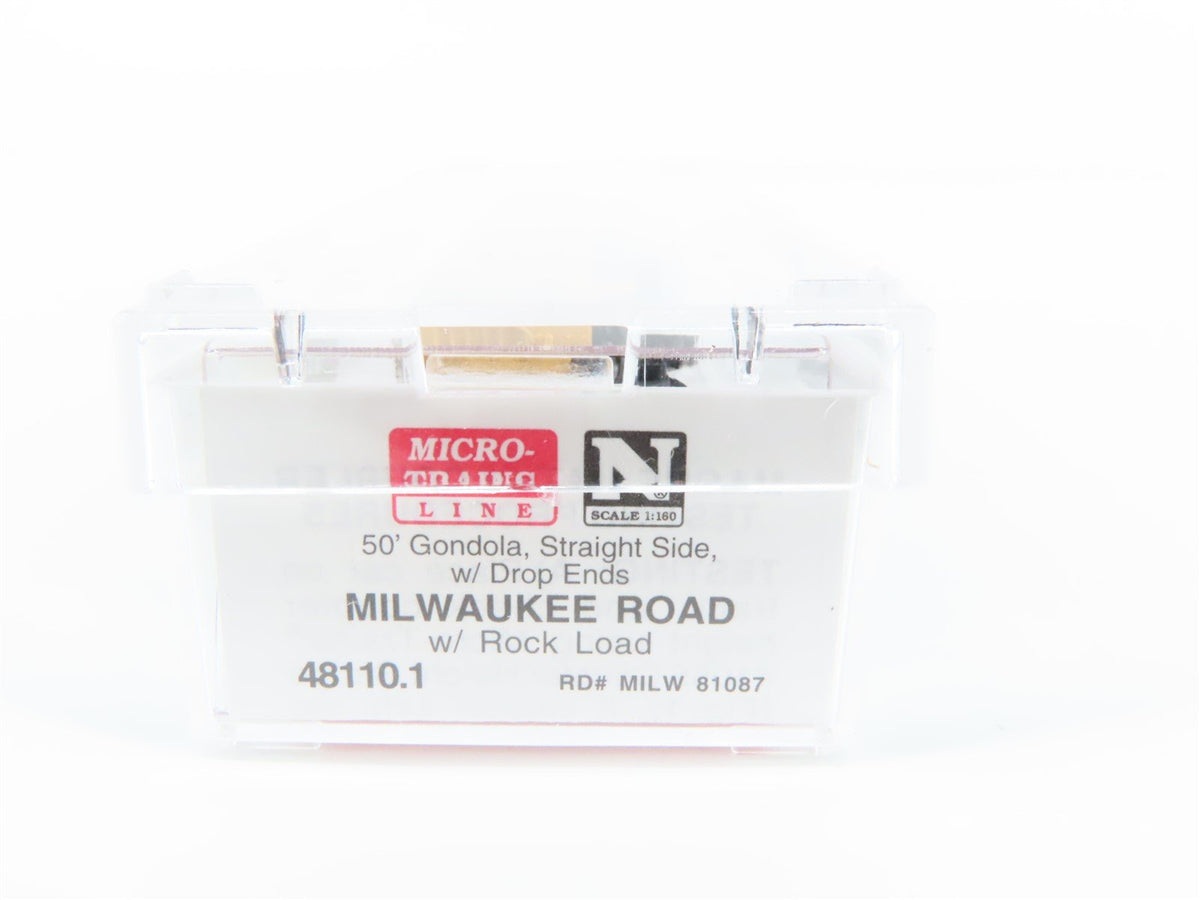 N Scale Micro-Trains MTL 48110.1 MILW Milwaukee Road 50&#39; Gondola #81087 w/ Load