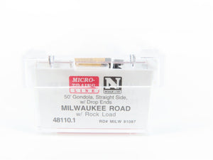 N Scale Micro-Trains MTL 48110.1 MILW Milwaukee Road 50' Gondola #81087 w/ Load