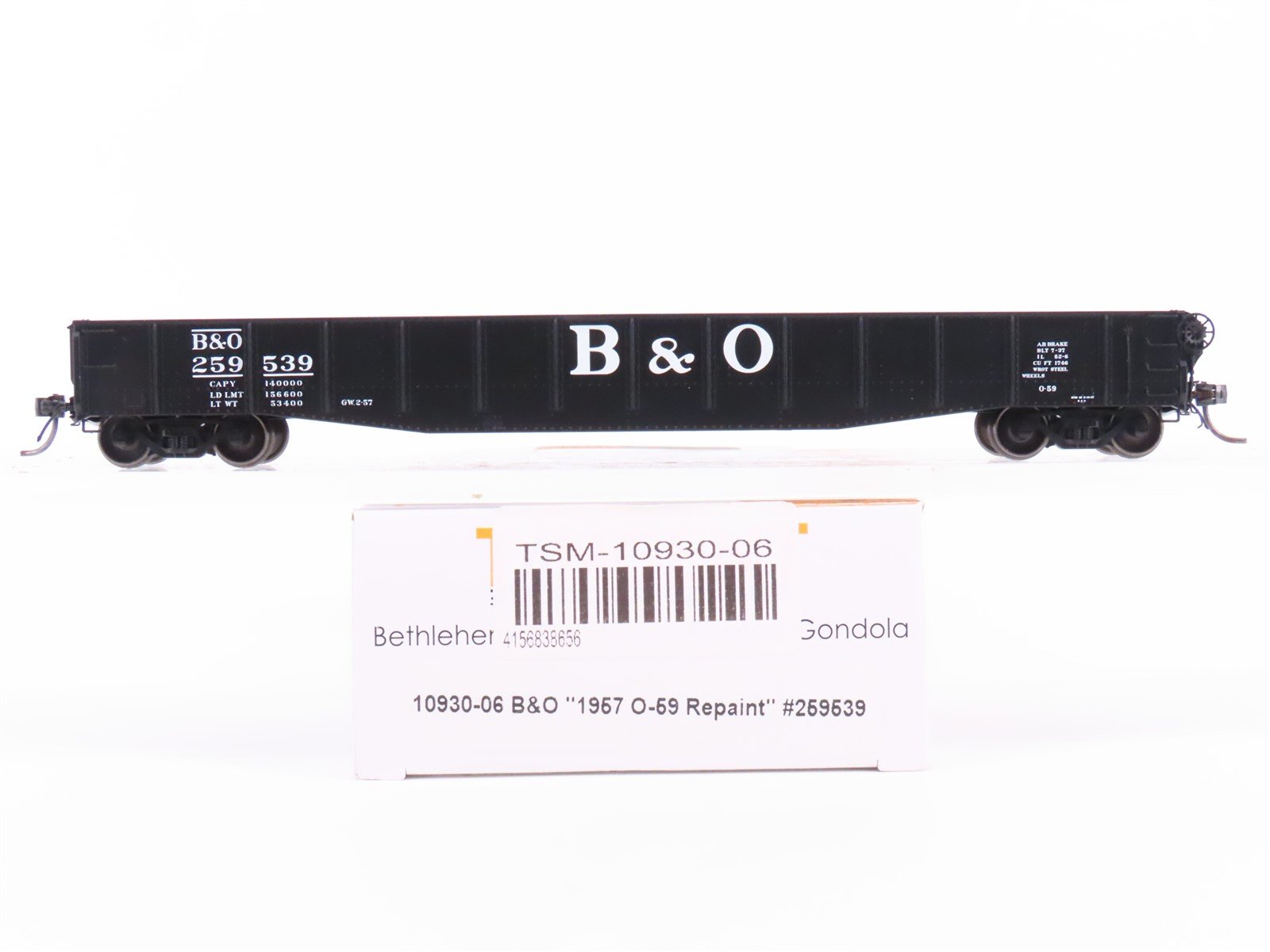 HO Scale Tangent 10930-06 B&O Railway 1957 O-59 Repaint 52' Gondola Car #259539