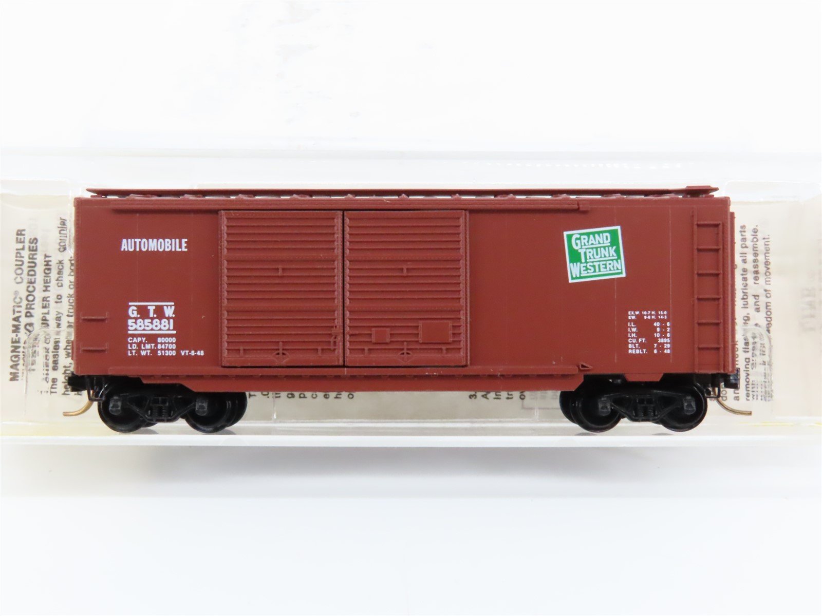 N Scale Kadee Micro-Trains MTL 23170 GTW Grand Trunk Western 40' Box Car #585881