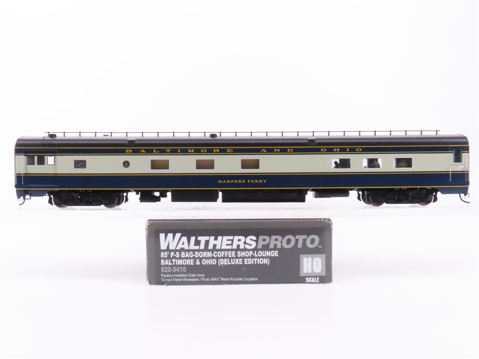 HO Walthers Proto 920-9410 B&O 85' P-S Lounge Passenger Car "Harpers Ferry"