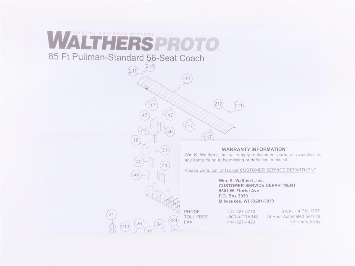 HO Walthers Proto 920-9411 B&amp;O 85&#39; P-S 56-Seat Coach Passenger Car &quot;McKeesport&quot;