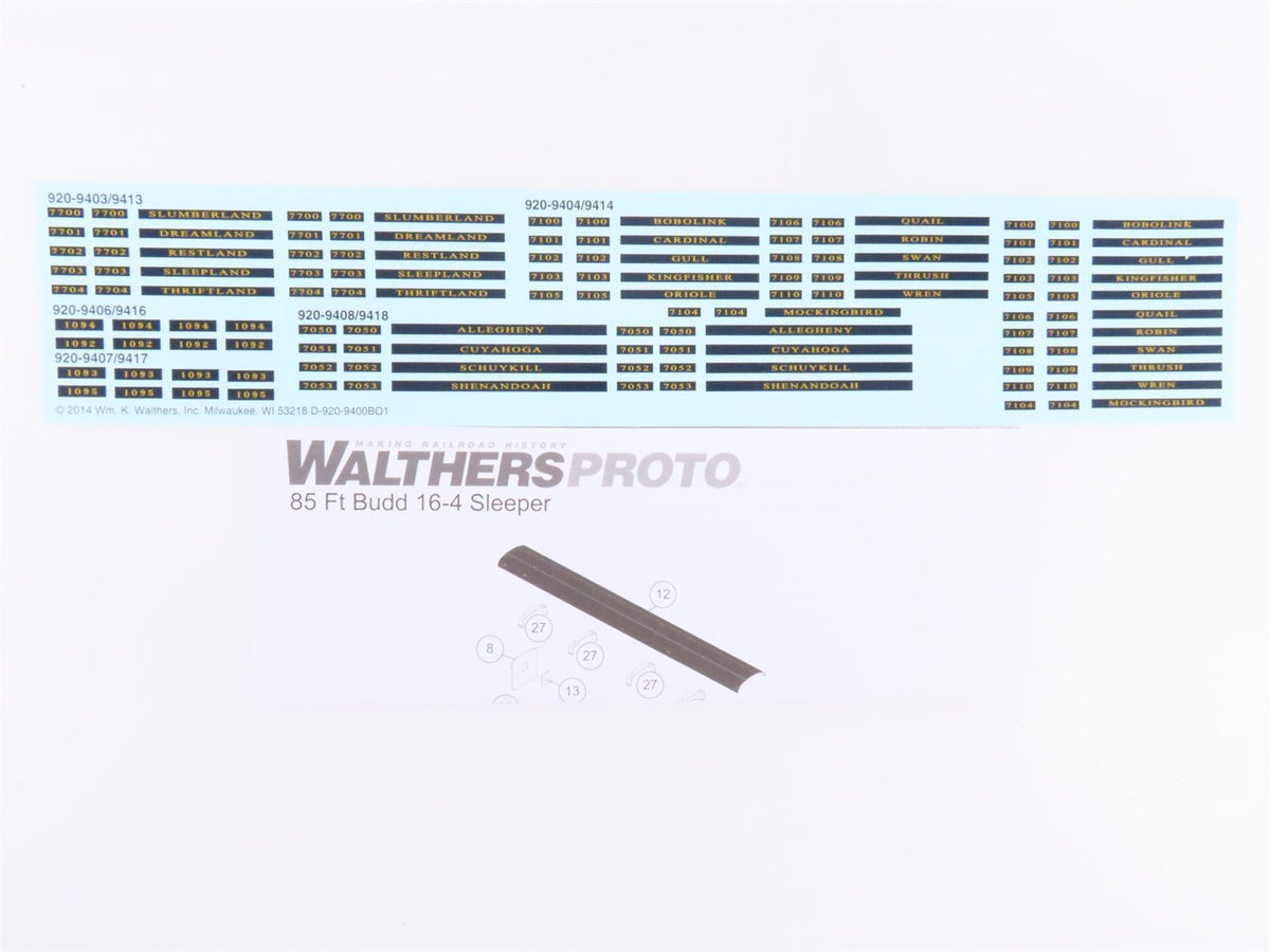 HO Scale Walthers Proto 920-9404 B&amp;O 85&#39; Budd 16-4 Sleeper Passenger Car