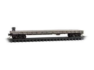 N Micro-Trains MTL 98302256 Unlettered Flat Cars 2-Pack - Weathered w/ Submarine