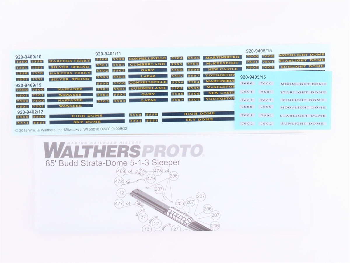 HO Scale Walthers Proto 920-9405 B&amp;O 85&#39; 5-1-3 Dome/Sleeper Passenger Car