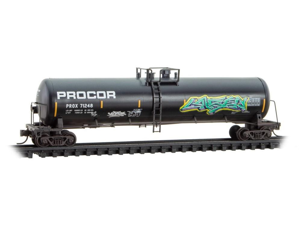 N Scale Micro-Trains MTL 98305086 PROX Procor 56&#39; Tank Cars 2-Pack w/ Graffiti