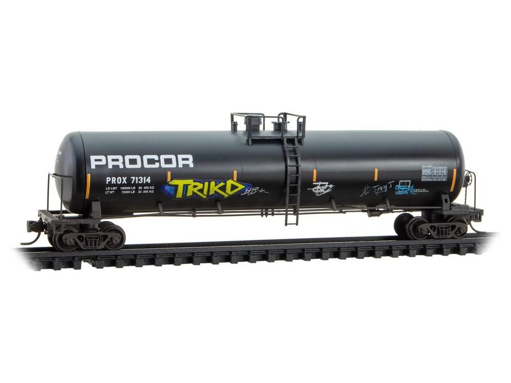 N Scale Micro-Trains MTL 98305086 PROX Procor 56&#39; Tank Cars 2-Pack w/ Graffiti