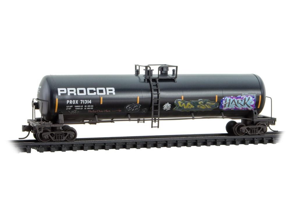 N Scale Micro-Trains MTL 98305086 PROX Procor 56&#39; Tank Cars 2-Pack w/ Graffiti