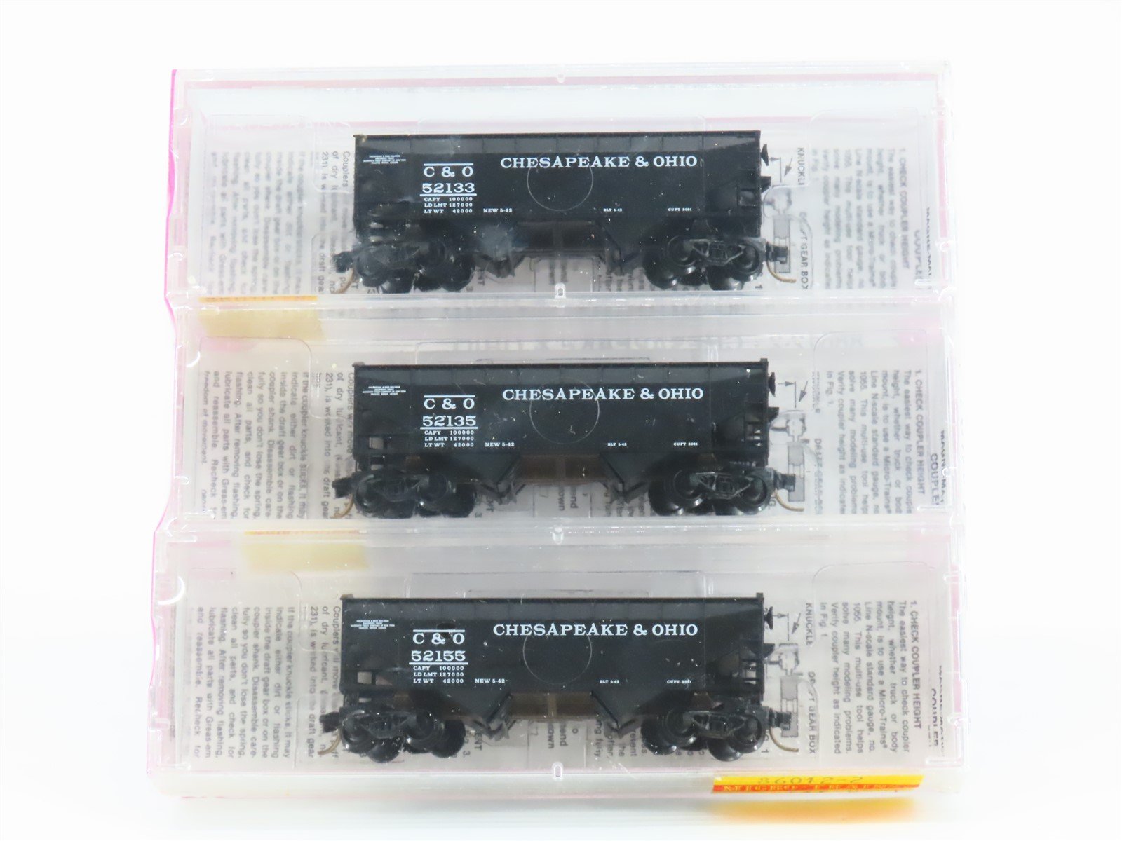 N Micro-Trains MTL 86012-2 C&O Chesapeake & Ohio 2-Bay Hopper 3-Pack Sealed