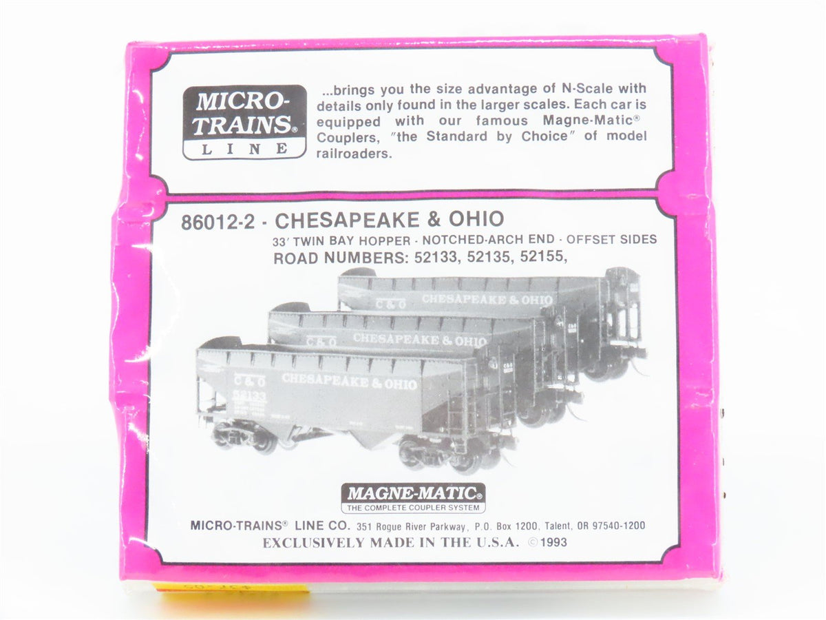 N Micro-Trains MTL 86012-2 C&amp;O Chesapeake &amp; Ohio 2-Bay Hopper 3-Pack Sealed