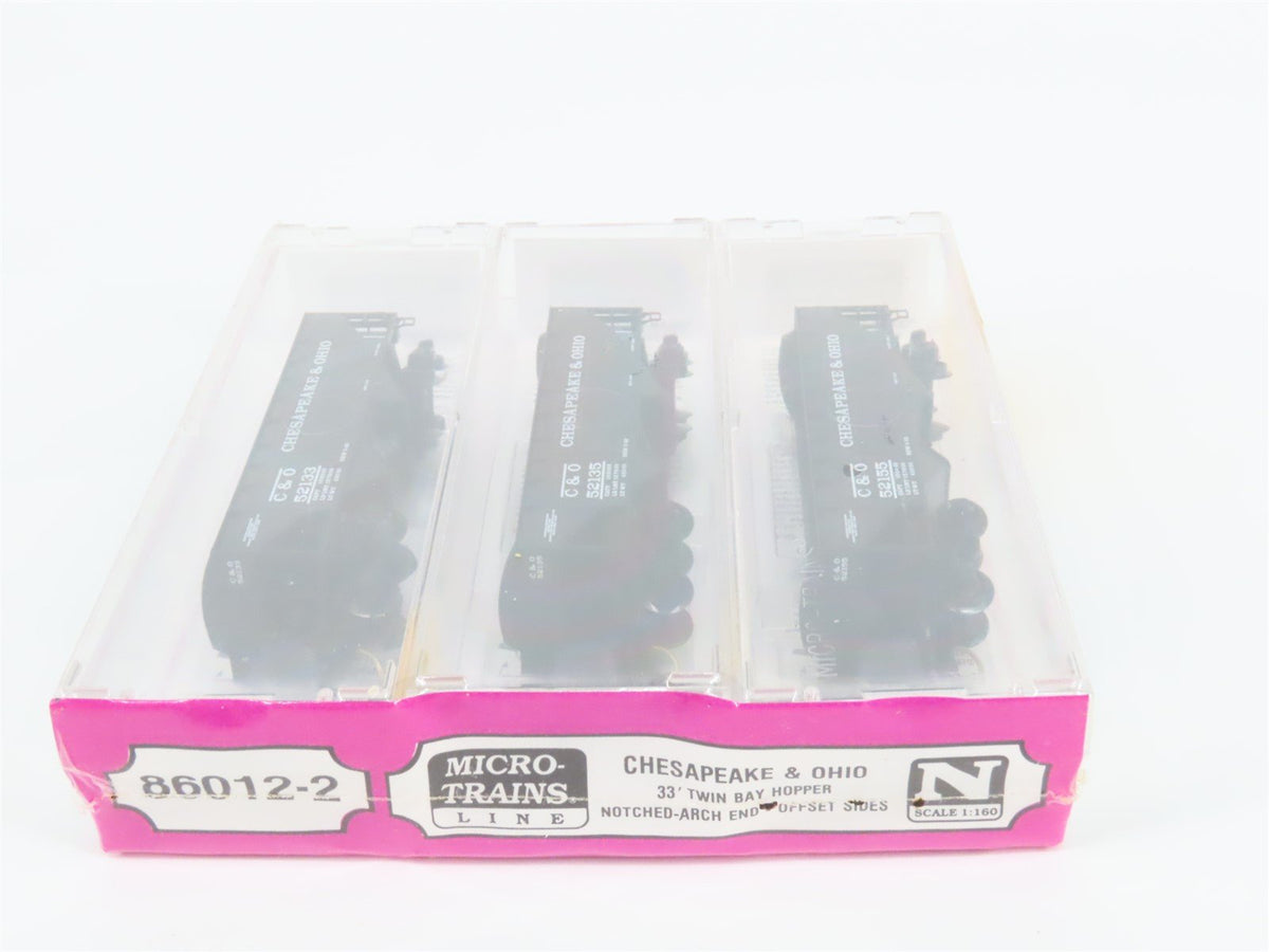 N Micro-Trains MTL 86012-2 C&amp;O Chesapeake &amp; Ohio 2-Bay Hopper 3-Pack Sealed