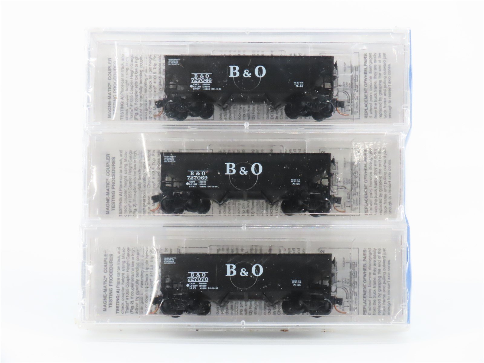 N Micro-Trains MTL Special Run B&O Baltimore & Ohio 2-Bay Hopper 3-Pack Sealed