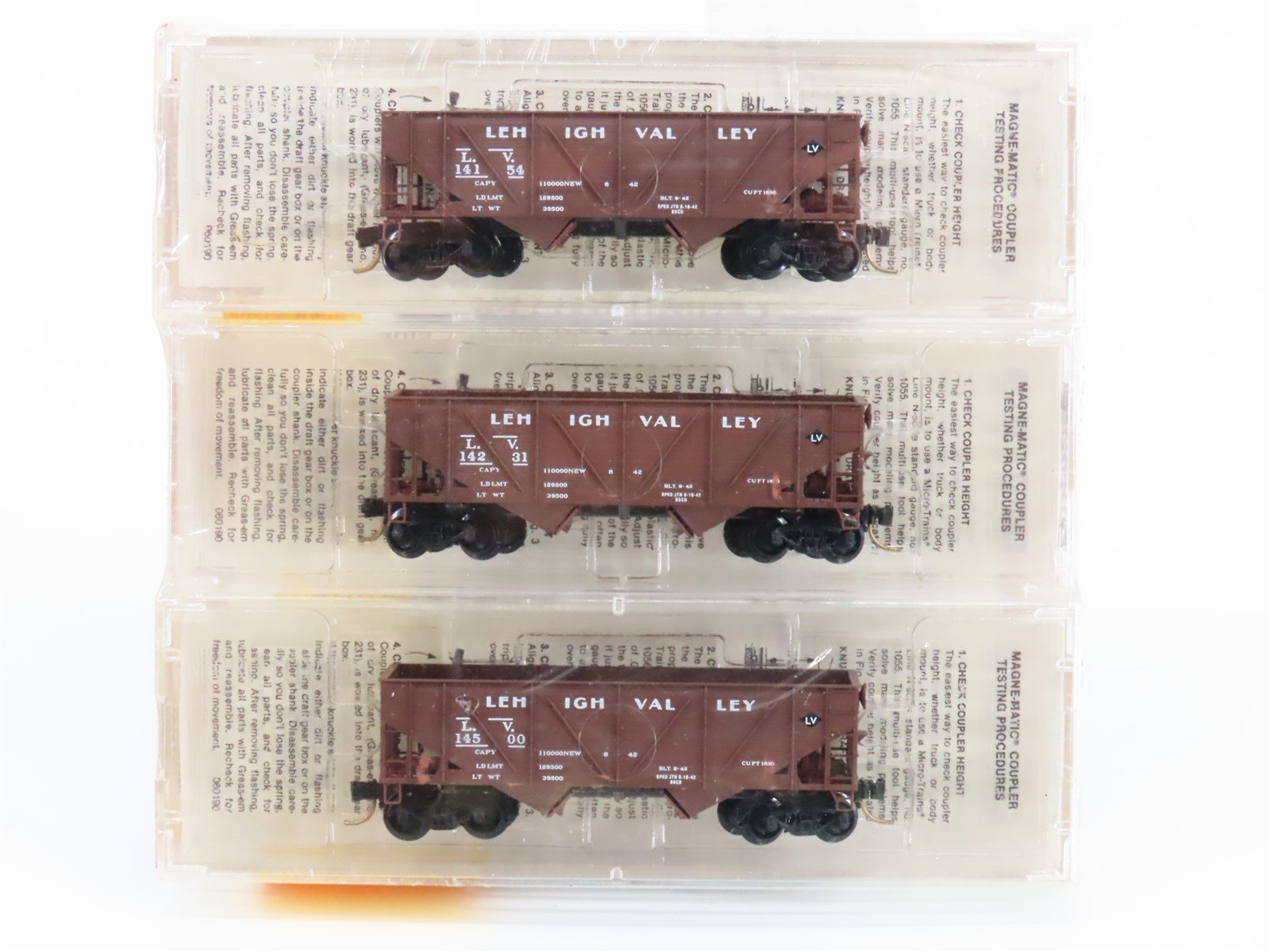 N Scale Micro-Trains MTL 57032 LV Lehigh Valley 2-Bay Open Hopper 3-Pack Sealed